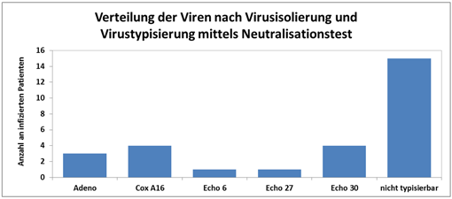 Balkendiagramm Verteilung der Viren nach Virusisolierung und Virustypisierung mittels Neutralisationstest