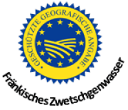 Logo der Europäischen Union "geschützte graphische Bezeichnung für Frönkisches Zwetgenwasser"