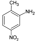 Chemische Strukturformel von 2-Methyl-5-Nitroanilin.