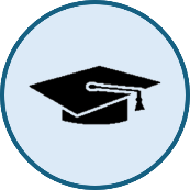 Icon mit einem Abschluss-Hut