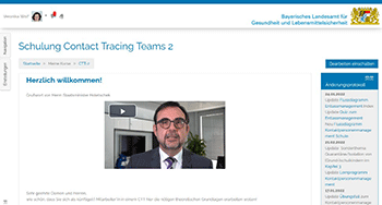 Diese Abbildung zeigt den Begruessungsbildschirm des Contact Tracing Teams_Onlinekurs mit Gesundheitsminister holetschek