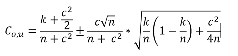 Formel zur Berechnung des 95% Konfidenzintervalls nach Wilson