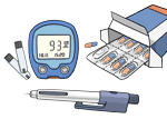 Tabletten, Zuckermessgerät, Diabetes-Medikamente
