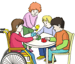 Kindertagesstätte: Kinder um einen Tisch