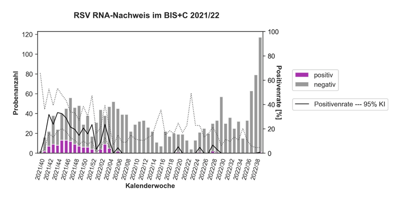 Darstellung der RSV RNA-Nachweis im BIS+C als Balkendiagramm