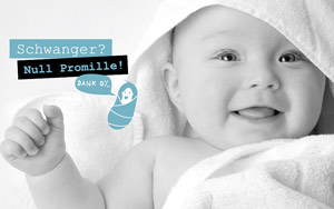Babygesicht auf einem Plaktat der Schwanger Null Promille-Kampagne