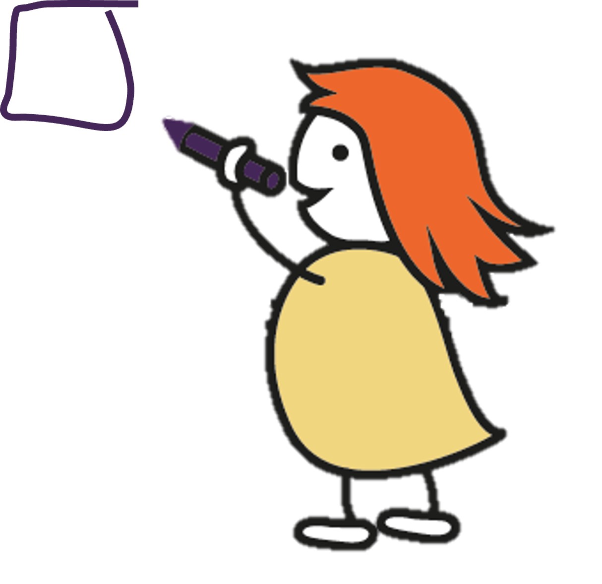 Zeichnung: Schreibendes Mädchen.