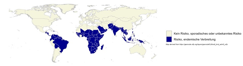 Weltkarte Malaria-Erreger (Plasmodien)