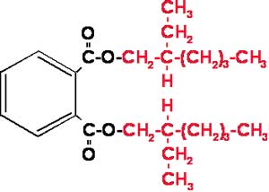 Chemische Struktur des Di(2-ethylhexyl)phthalat (DEHP)