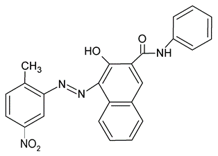 Chemische Formel  des Farbstoffs CI 12315 Dichlorbenzidin .