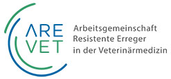 Das Logo der ARE-Vet besteht aus konzentrischen Halbkreisen zwischen 5 und 11 Uhr in blau und grün, in deren Mitte stilisiert der Name ARE-Vet steht.